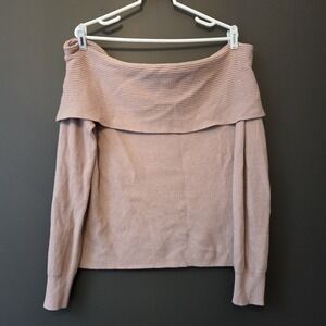 Nordstrom‎ Leith Women's Sweater Off The Shoulder Long Sleeve Size 1X Light Pink